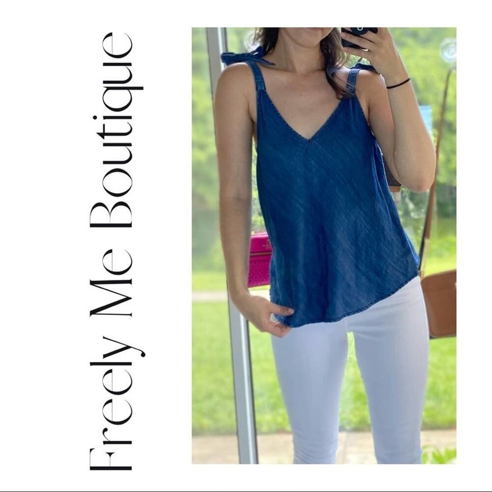 Freely Me Boutique Denim Wrapped In Bows Tank